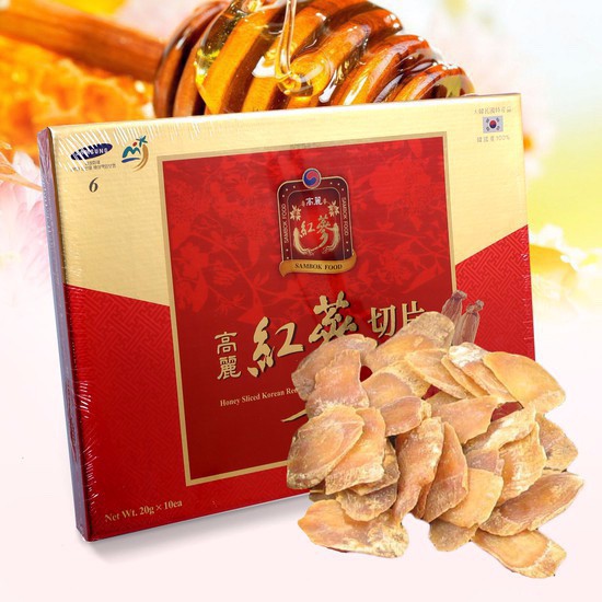 Hồng Sâm thái lát tẩm Mật Ong SAMBOK Hàn Quốc hộp 200g (Honey Sliced Korean Red Ginseng)