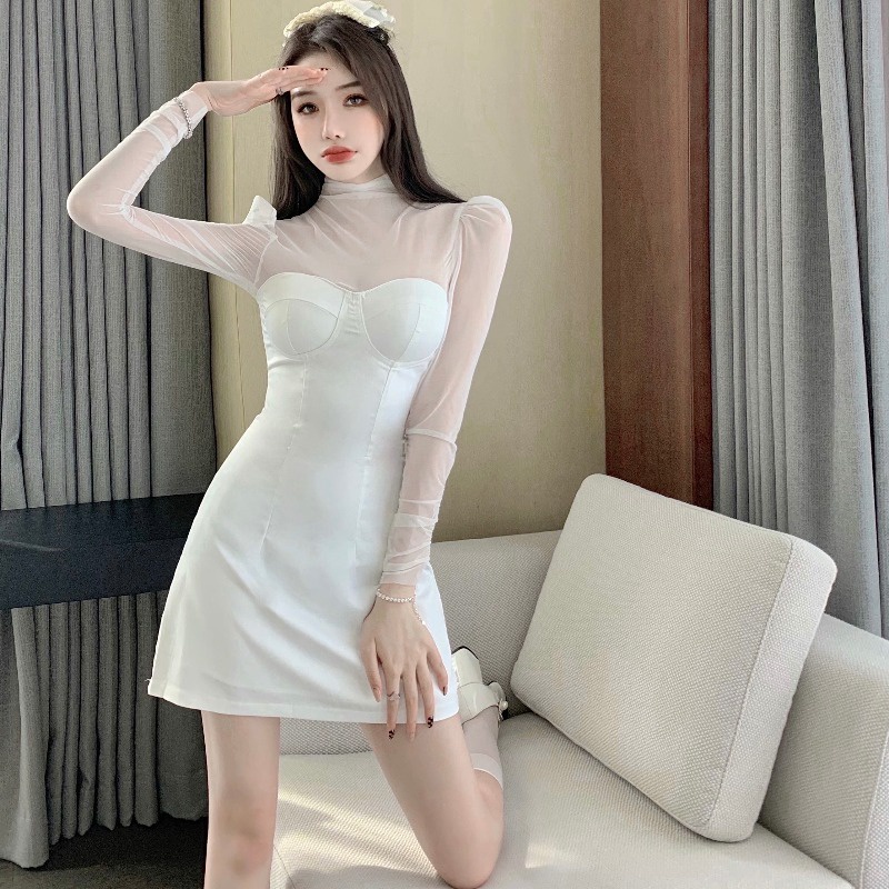 Đầm dáng ôm tay lưới Emilyshop ulzzang