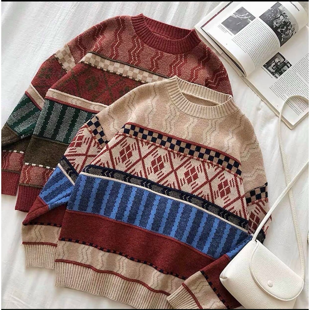 ÁO LEN THỔ CẨM HOẠ TIẾT 2 MÀU💕 | BigBuy360 - bigbuy360.vn