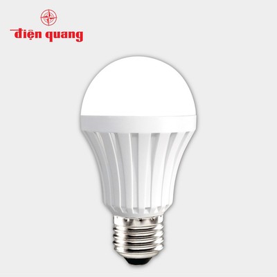 HÀNG TRƯNG BÀY - MỚI 99% Đèn LED bulb thân nhựa Điện Quang LEDBUA55 05765 (5W ánh sáng vàng, chụp cầu mờ)-sản xuất 2019
