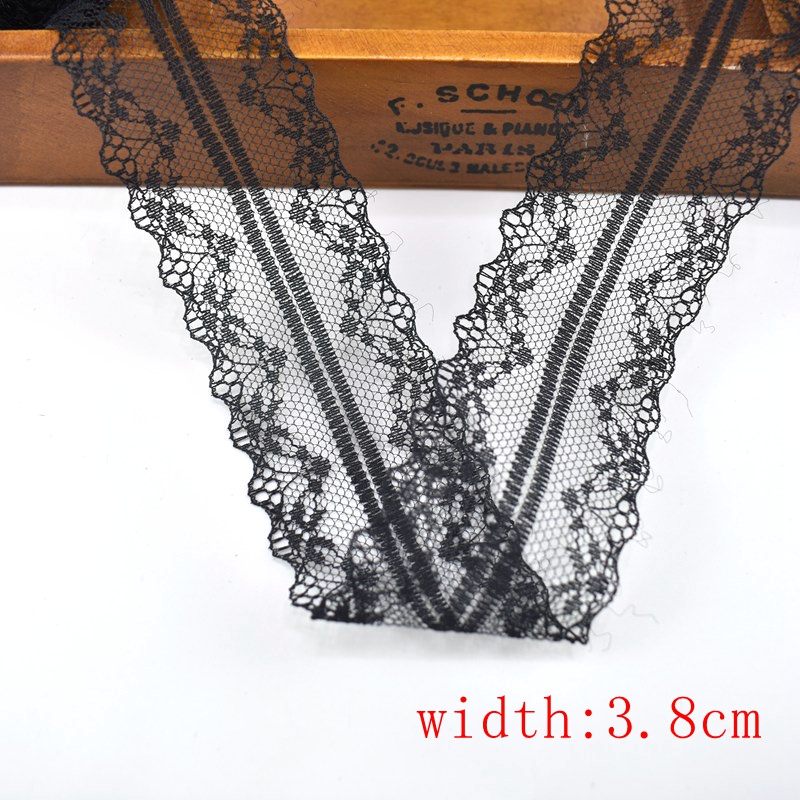 10m Vải Ren Cotton Polyester Màu Đen 14 Phong Cách Dùng May Đồ Lót DIY