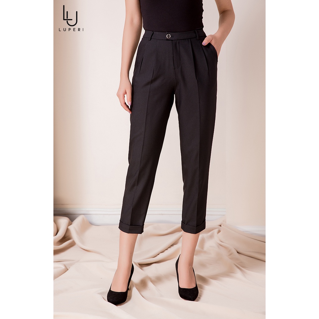 Quần Baggy Nữ Công Sở Lưng Cao LUPERI LFQD279 Chất Liệu Đũi Xước Hàn Quốc Cao Cấp