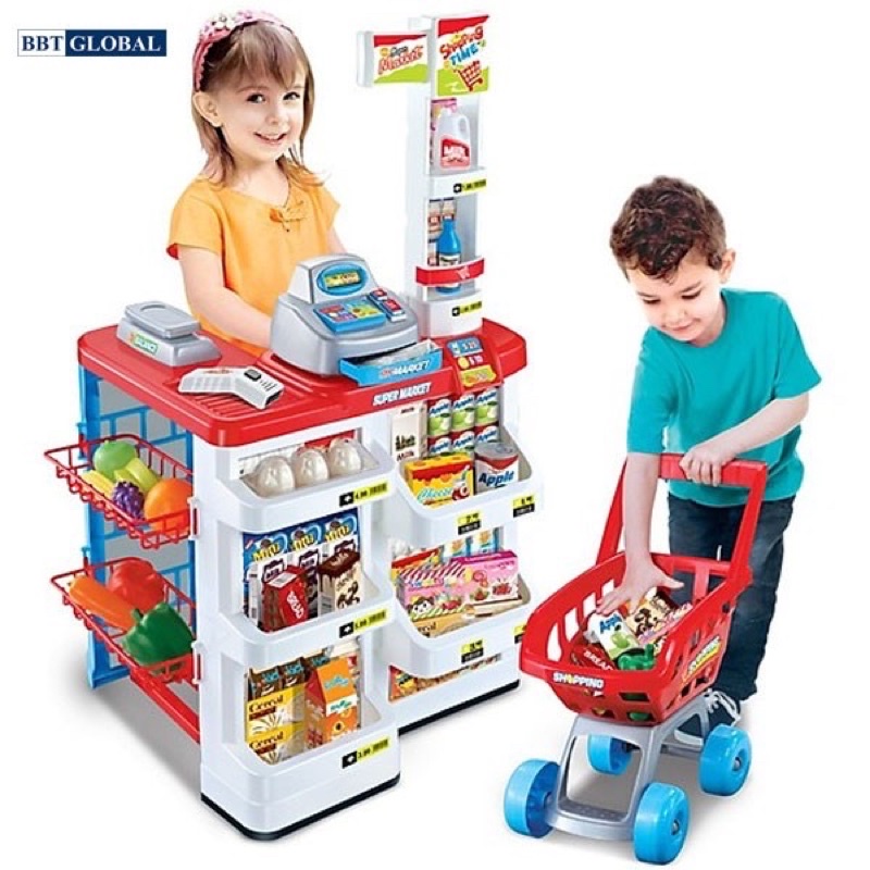 Bộ đồ chơi bán hàng siêu thị kèm xe đẩy