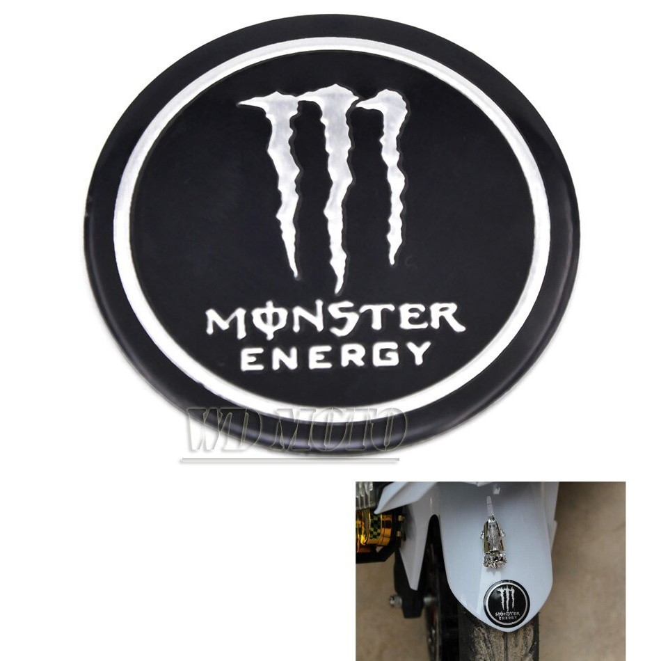 Miếng dán LOGO MONSTER ENERGY nhôm tròn kích thước 5.5cm