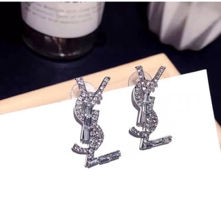 Bông Tai YSL Đá Màu Bạc