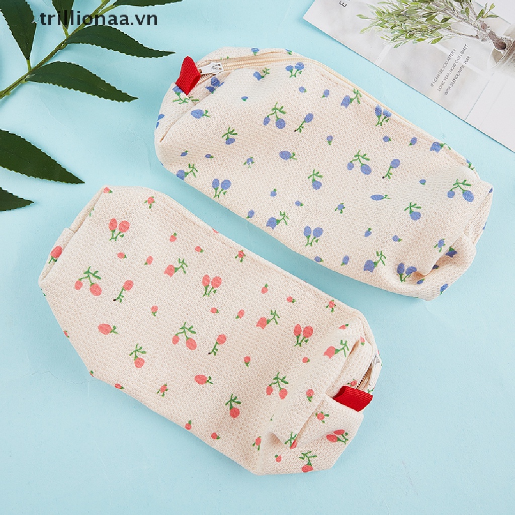 Túi đựng bút cỡ nhỏ in hoa phong cách tươi mới cho học sinh