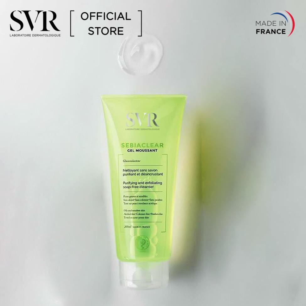 Sữa rửa mặt dạng gel cho da dầu mụn SVR Sebiaclear Gel Moussant 55ml/ 200ml/ 400ml