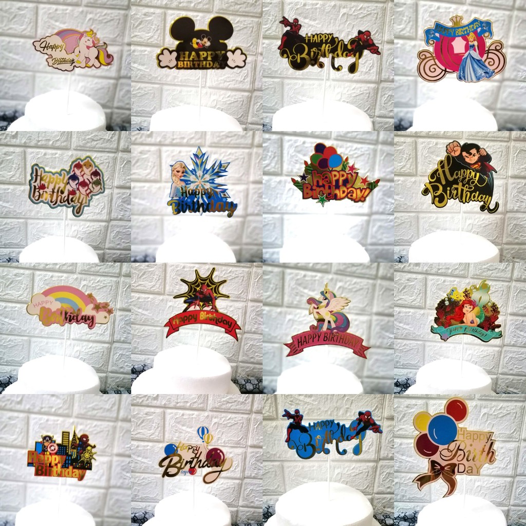 dụng cụ làm bánh [FREESHIP❤️] set 3 thẻ cắm happy birthday siêu đẹp