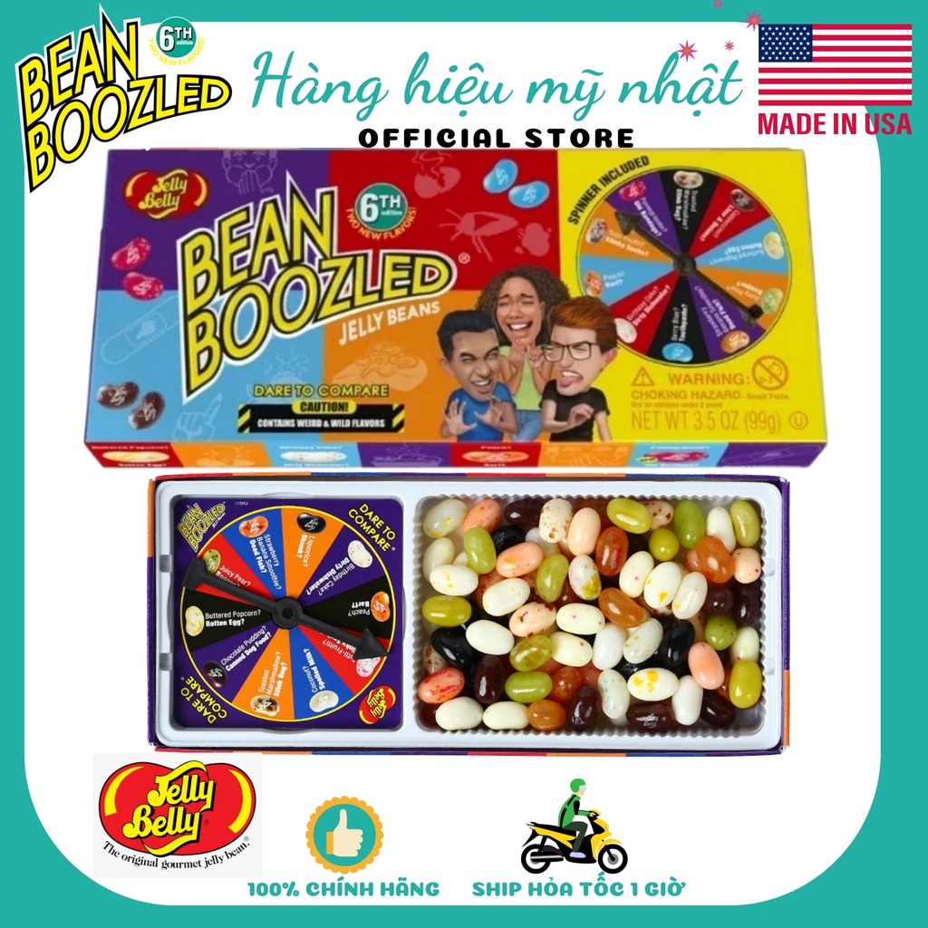 [Bill Mỹ 🇺🇸] [Đời thứ 6 mới nhất] Kẹo thối hộp 100g có bàn xoay Bean Boozled Mỹ