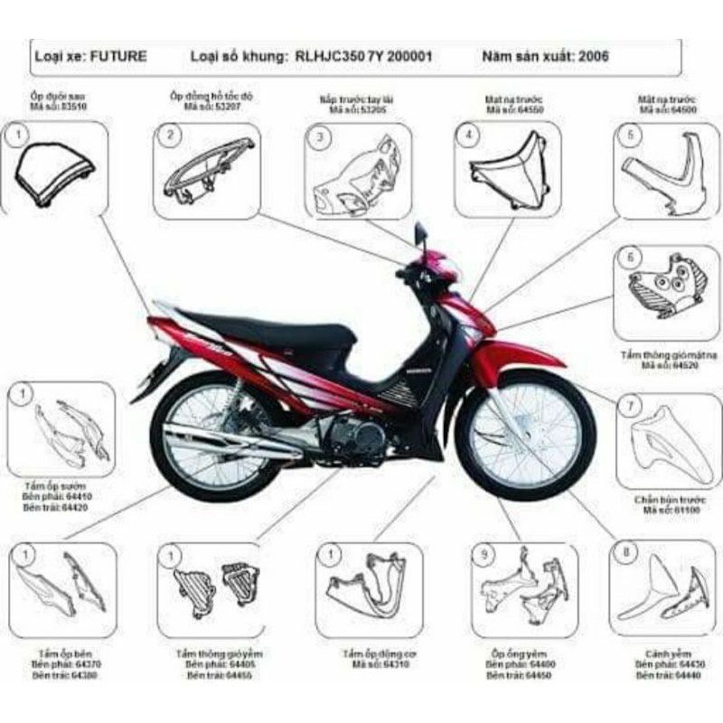 trục cốt nhông số xe future 125 zin honda chính hãng