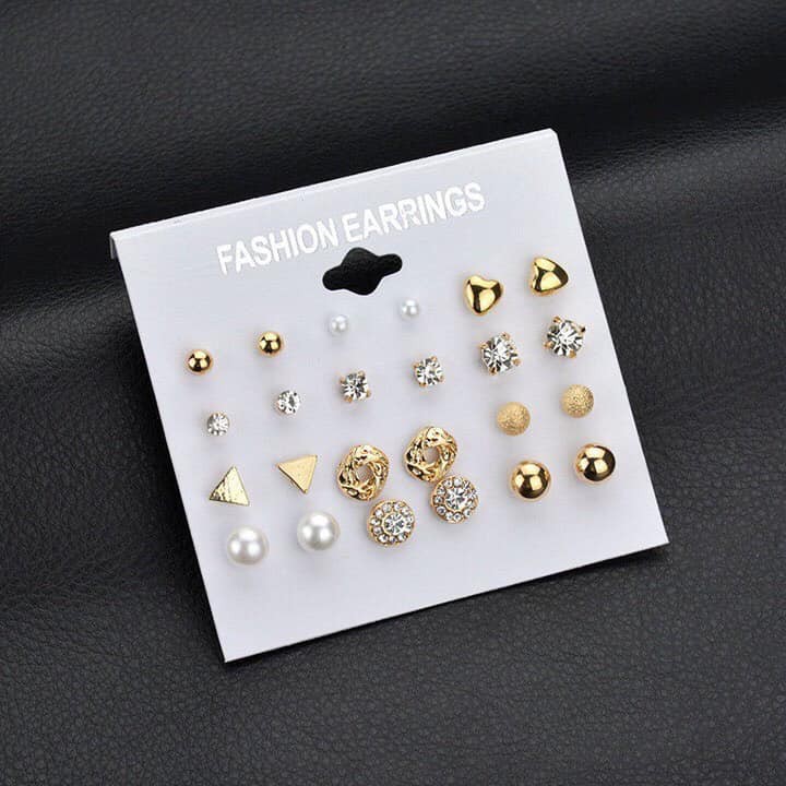SET 12 ĐÔI BÔNG TAI NỤ NHIỀU MẪU CỰC YÊU