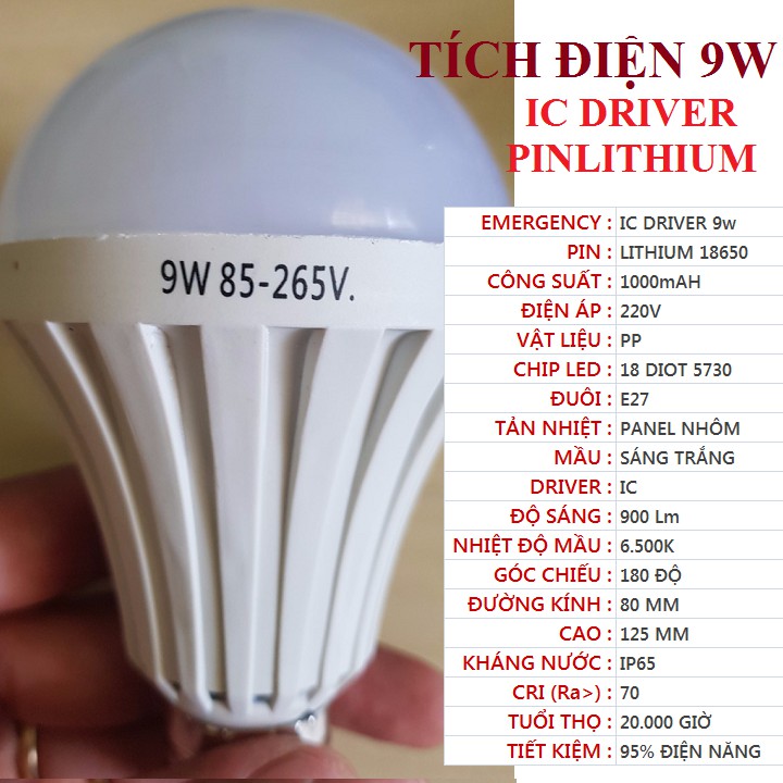 Bóng đèn LED tích điện 15w