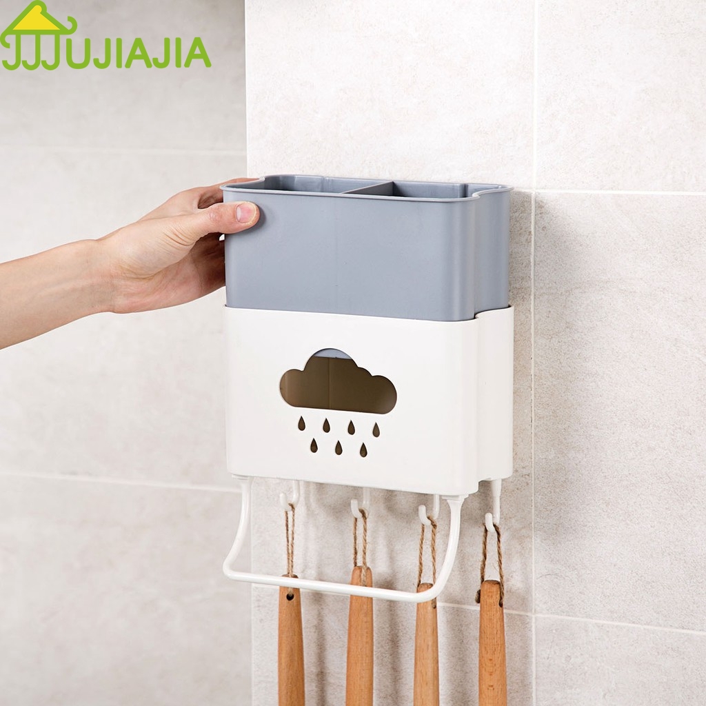Giá Gắn Tường JUJIAJIA Đựng Đũa Muỗng Và Dụng Cụ Nhà Bếp Tiện Lợi