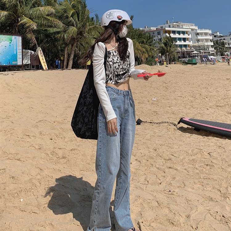 Áo Croptop Tay Dài Hoạ Tiết In Thiết Kế Trễ Vai Quyến Rũ | BigBuy360 - bigbuy360.vn