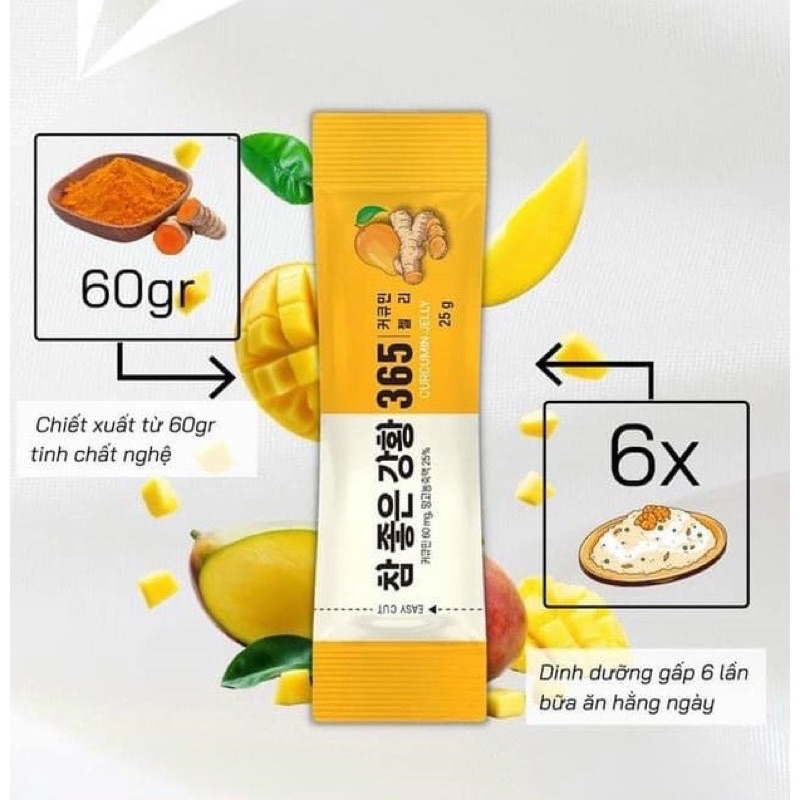 Thạch nghệ xoài Jelly Curcumin 365 Hàn Quốc chính hãng