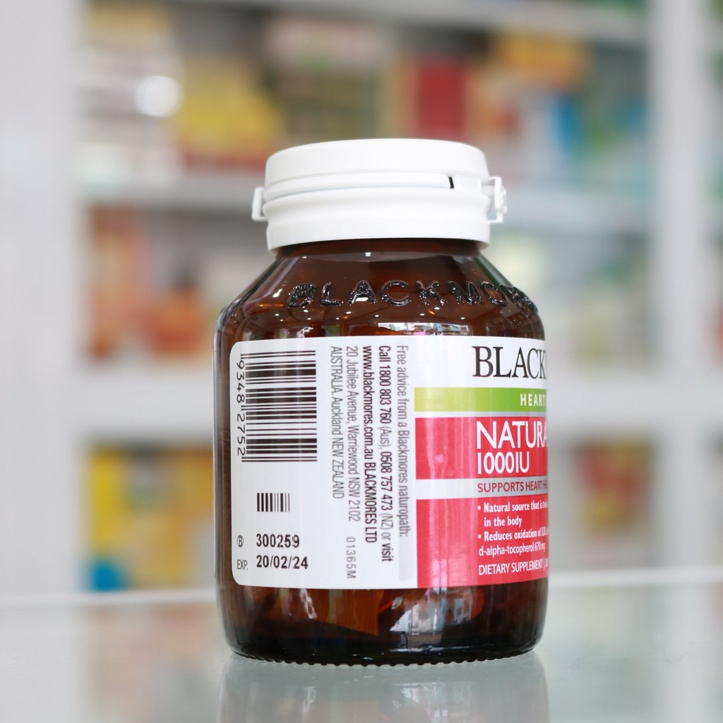 Viên uống Natural Vitamin E 1000IU Blackmores 30 viên Hỗ Trợ Làm Đẹp Da , Giúp Tim Khỏe Mạnh, Làm Chậm Oxy Hóa | BigBuy360 - bigbuy360.vn