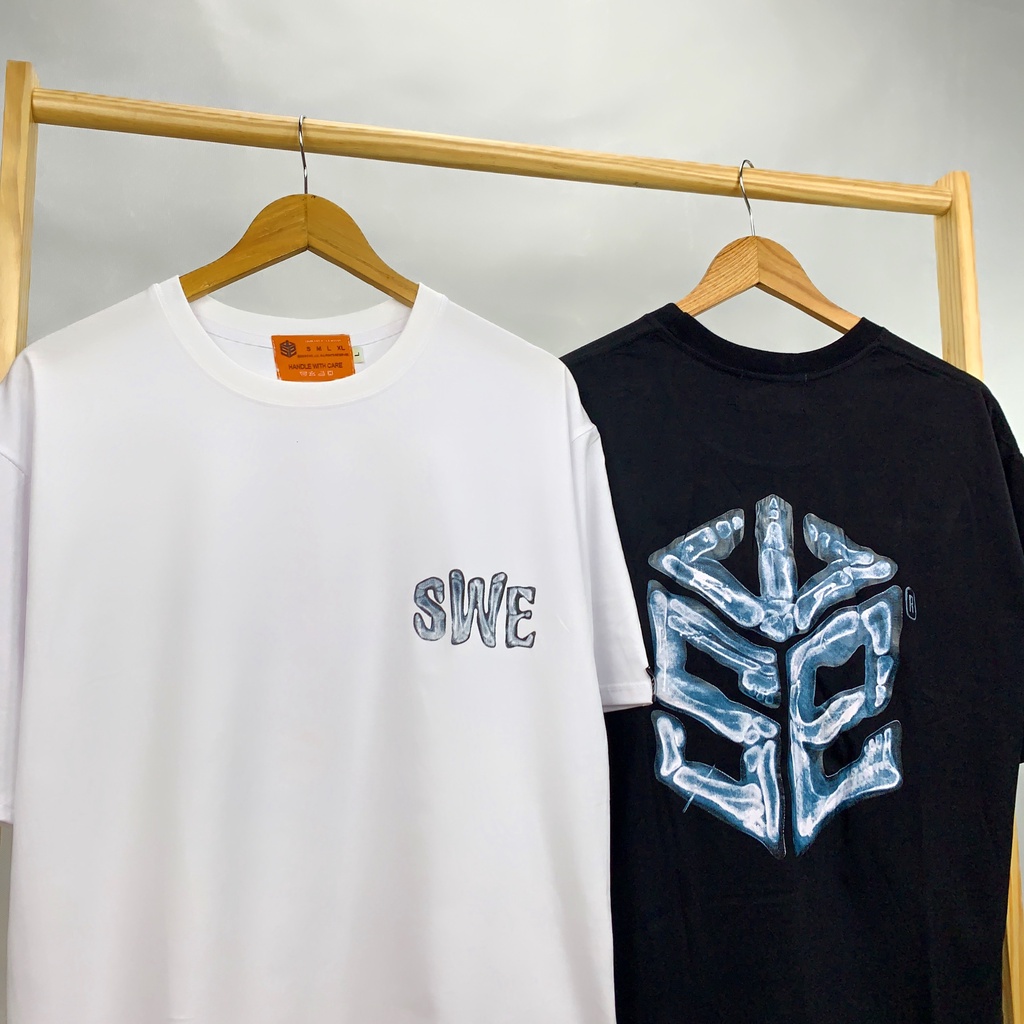 Áo Thun Phom Rộng Tay Lỡ SWE Xương, Vải Cotton 75% Co Giãn 4 Chiều.