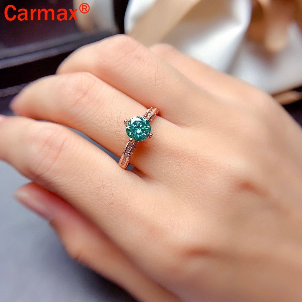 Nhẫn Moissanite Màu Xanh Lá Và Xanh Lá Đính Kim Cương Mới Cho Nữ
