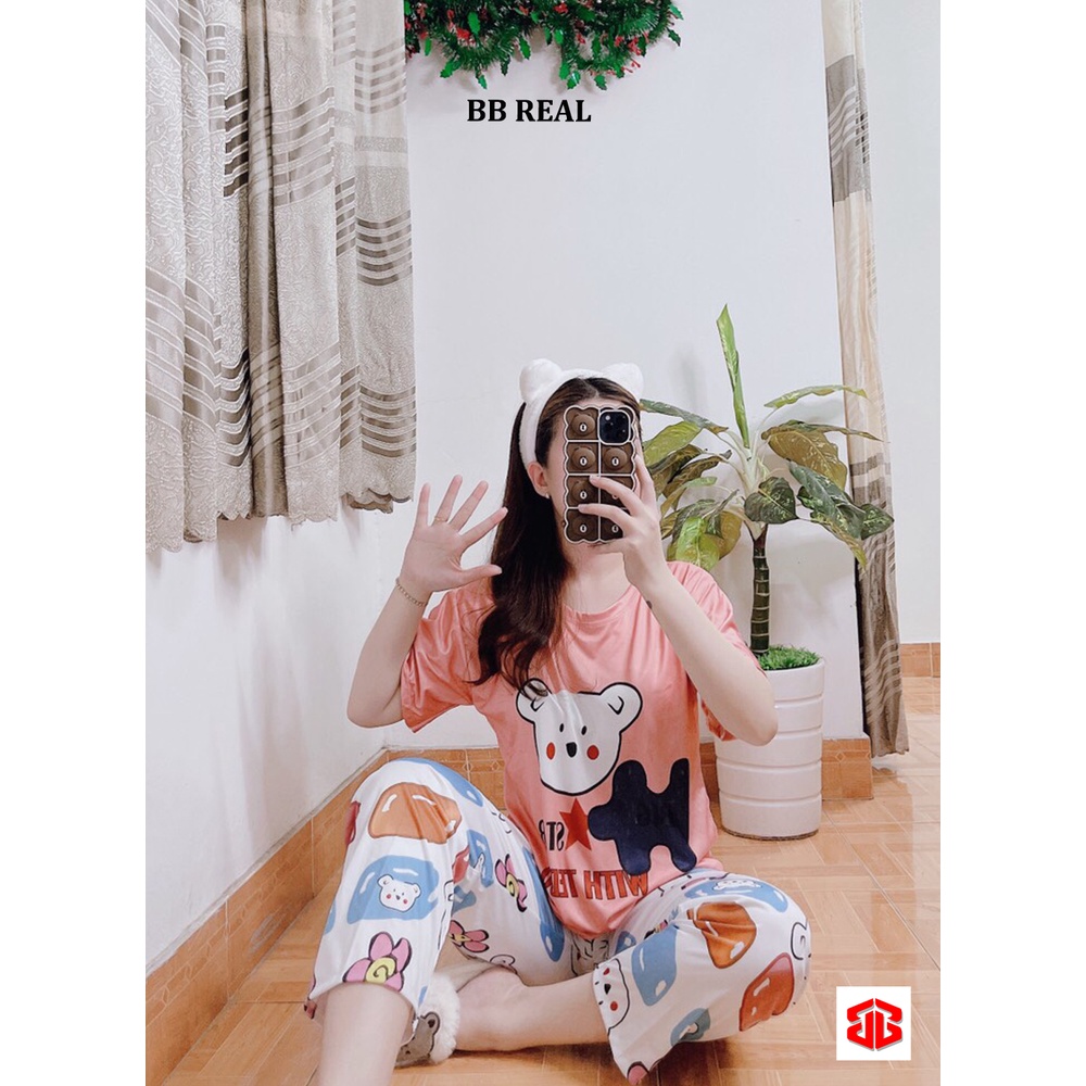Đồ Bộ Mặc ở Nhà Bộ Đồ Ngủ Nữ Quần Dài Pijama Thun Lạnh Đẹp  Freesize Từ 45-55Kg - BB REAL