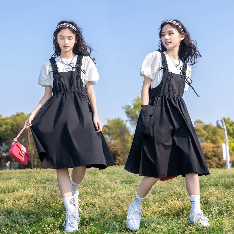 Đầm Tay Ngắn Phong Cách Hàn Quốc Thời Trang Mùa Hè Mới 2022 Dành Cho Bé Gái 3-14 Tuổi