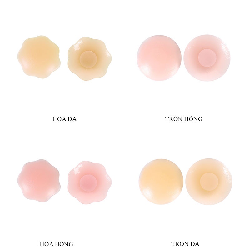 Miếng dán ngực silicon siêu dính an toàn hình tròn hoa túi 2 miếng LAVENUSA AL19