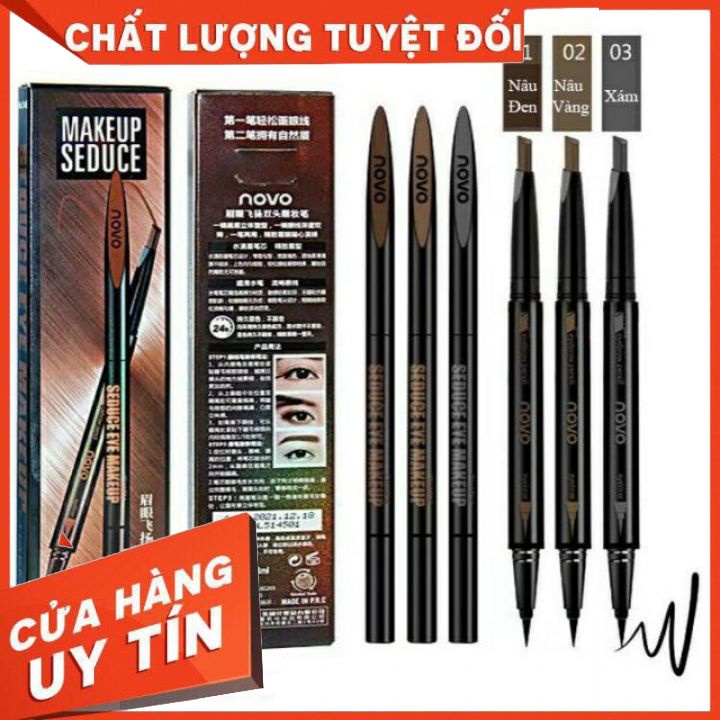 CHÌ MÀY + KẺ MẮT NƯỚC 2 IN 1 MAKE SEDUCE NOVO-tiện lợi khi có 2 đầu giúp đôi mắt quấn hút hơn