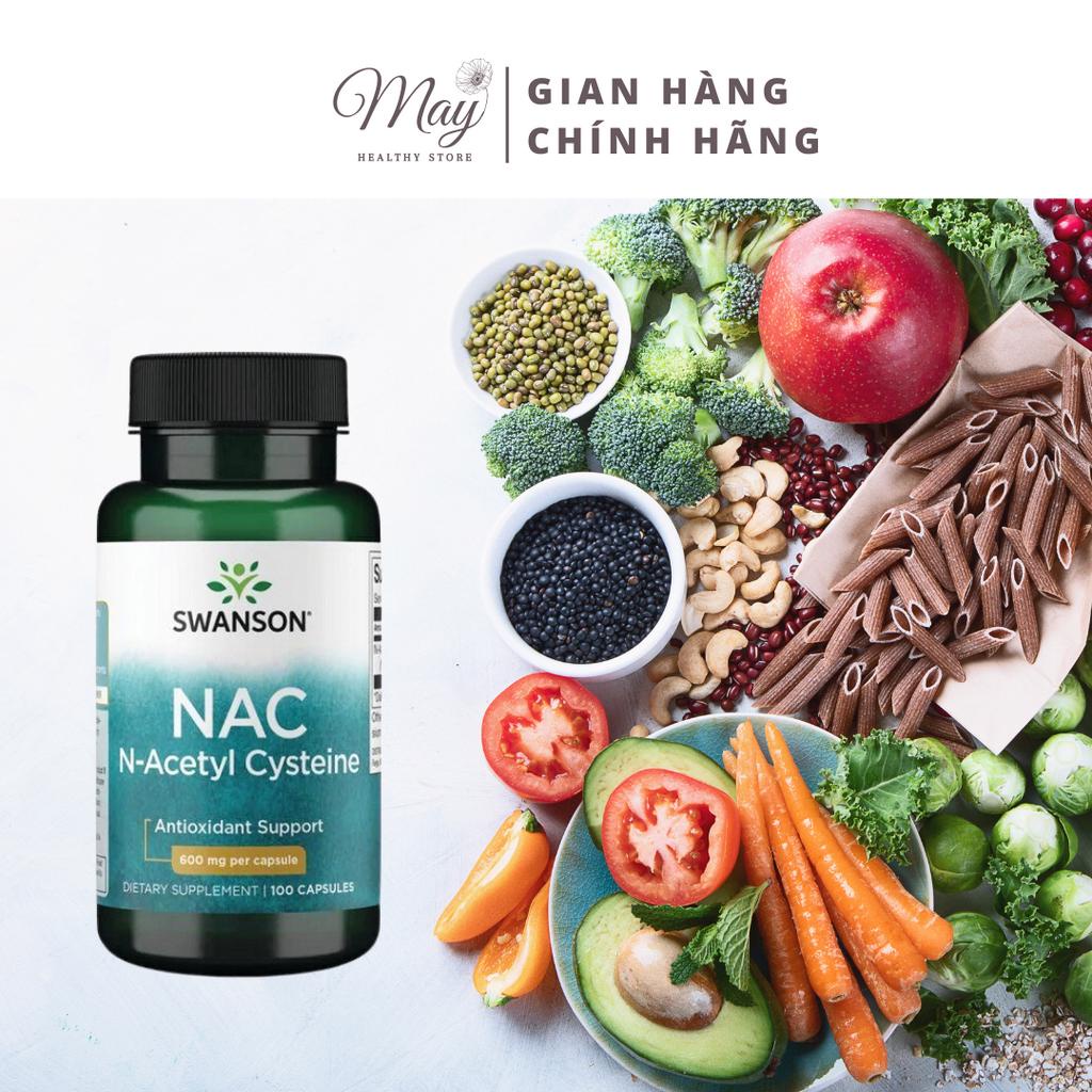 Viên Uống Swanson NAC N-Acetyl Cysteine Chống Oxy Hóa Bảo Vệ Gan Thận Tăng Cường Glutathione (100 Viên/Lọ)