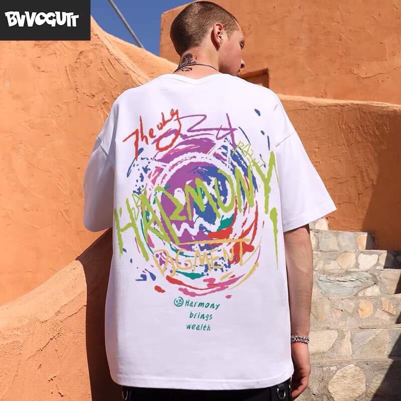 [2Buffalo] Áo thun Unisex, Áo thun nam nữ cap cấp tay ngắn cổ tròn 100% cotton Harmony streetwear form oversize | BigBuy360 - bigbuy360.vn