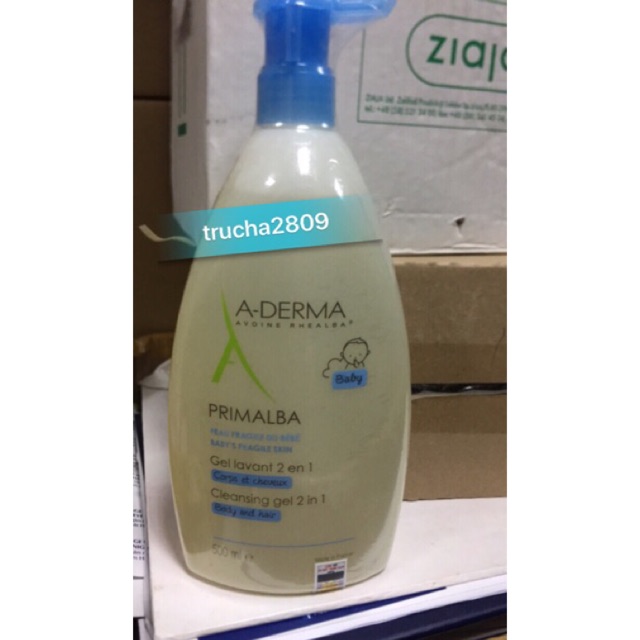 Sữa tắm gội cho bé A-Derma Primalba Gentle Cleansing Ưater 500ml aderma