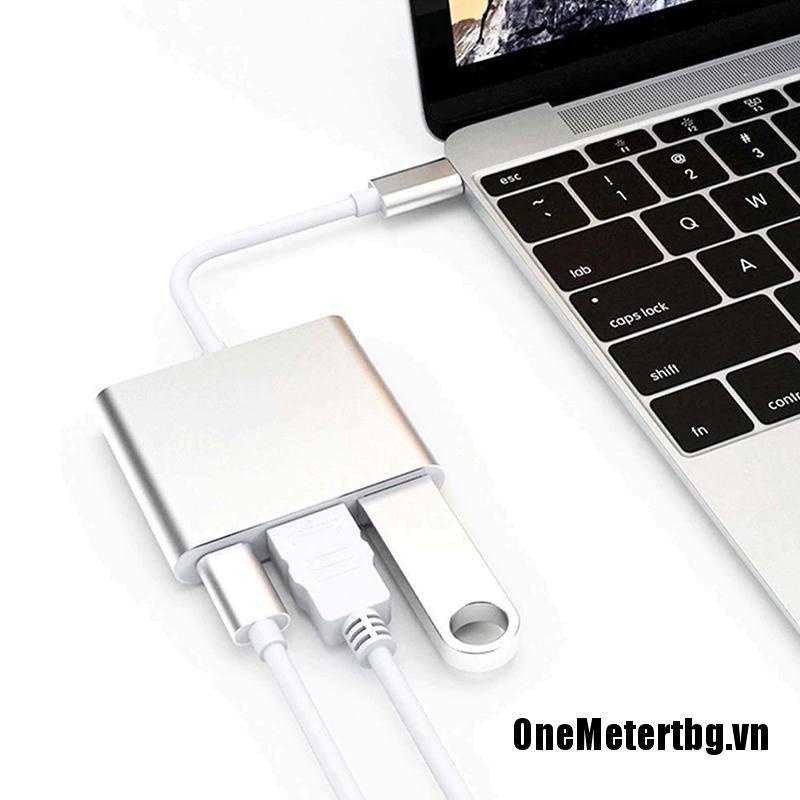 【Onemetertbg】Type C USB to USB-C 4K HDMI USB Adapter Cable 3 in 1 Hub for PC Laptop HOT SALE