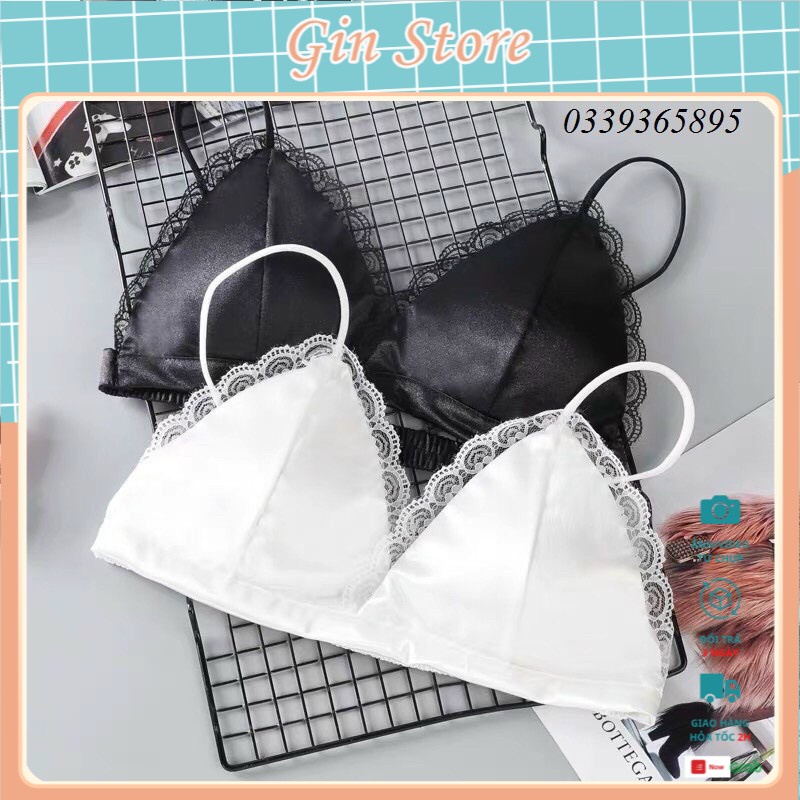 Bra Ngực Nữ. Áo Lót Bra satin phối ren sang trọng ☘️. Free size phù hợp với các bạn có size áo ngực 32-34-36-38