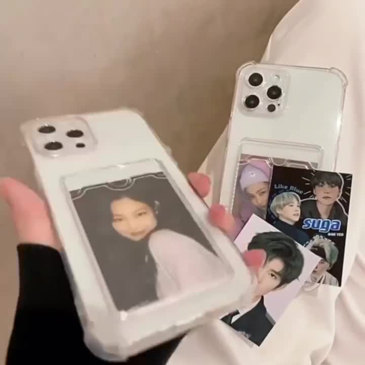 Ốp lưng iphone đẹp có ngăn VÍ TRONG SUỐT chống sốc dày dặn, cạnh vuông bảo vệ cam atm đựng thẻ ảnh ip | BigBuy360 - bigbuy360.vn