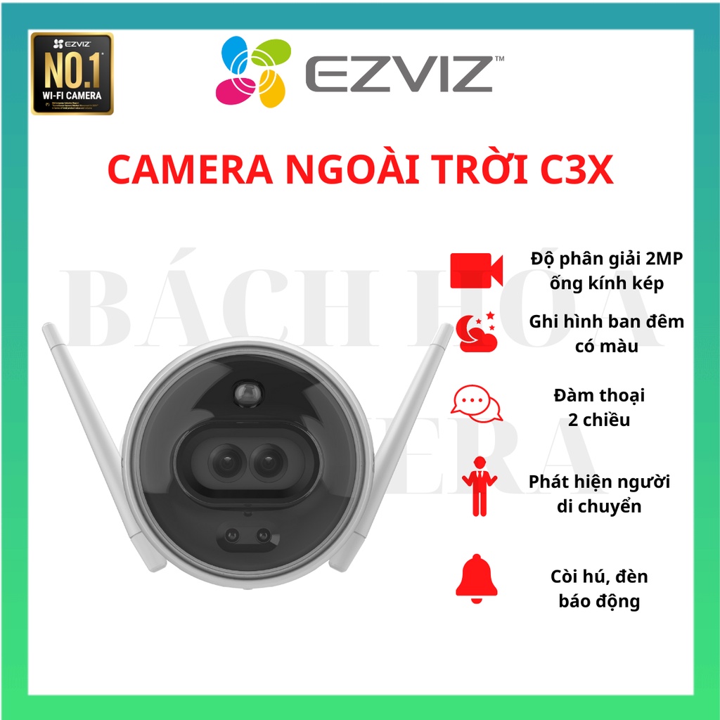 Camera WIFI ngoài trời 2MP EZVIZ C3X tích hợp AI, báo động - Hàng Chính Hãng, bảo hành 24 tháng