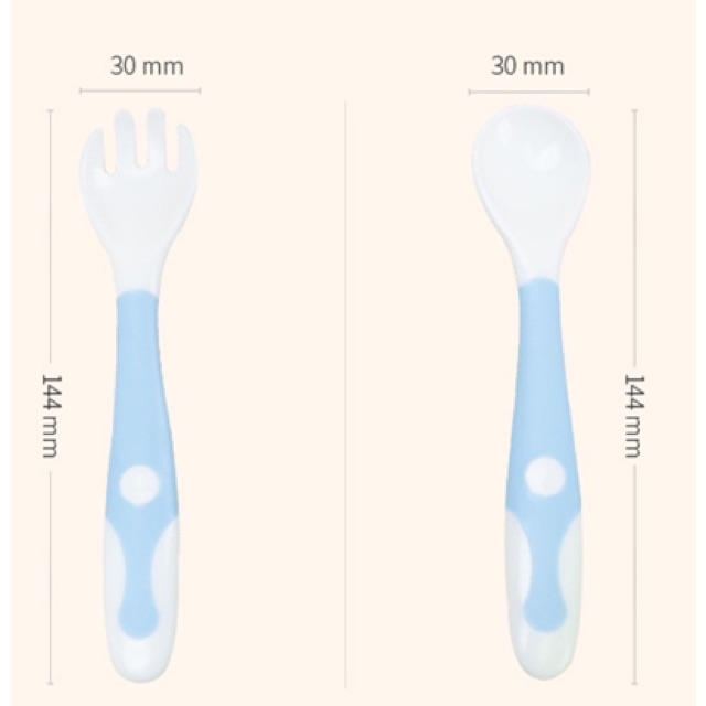 (Hàng cao cấp hộp riêng) Bộ thìa nĩa Silicon uốn cong cho bé tập ăn dặm