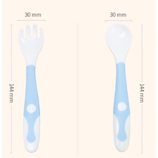 Bộ thìa nĩa Silicon uốn cong cho bé tập ăn dặm