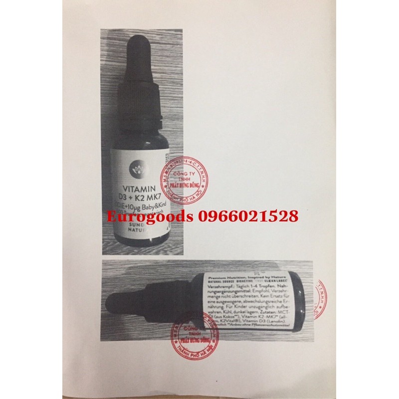 Vitamin D3 K2 MK7 Sunday Natural 20ml Đức [Date 2023]