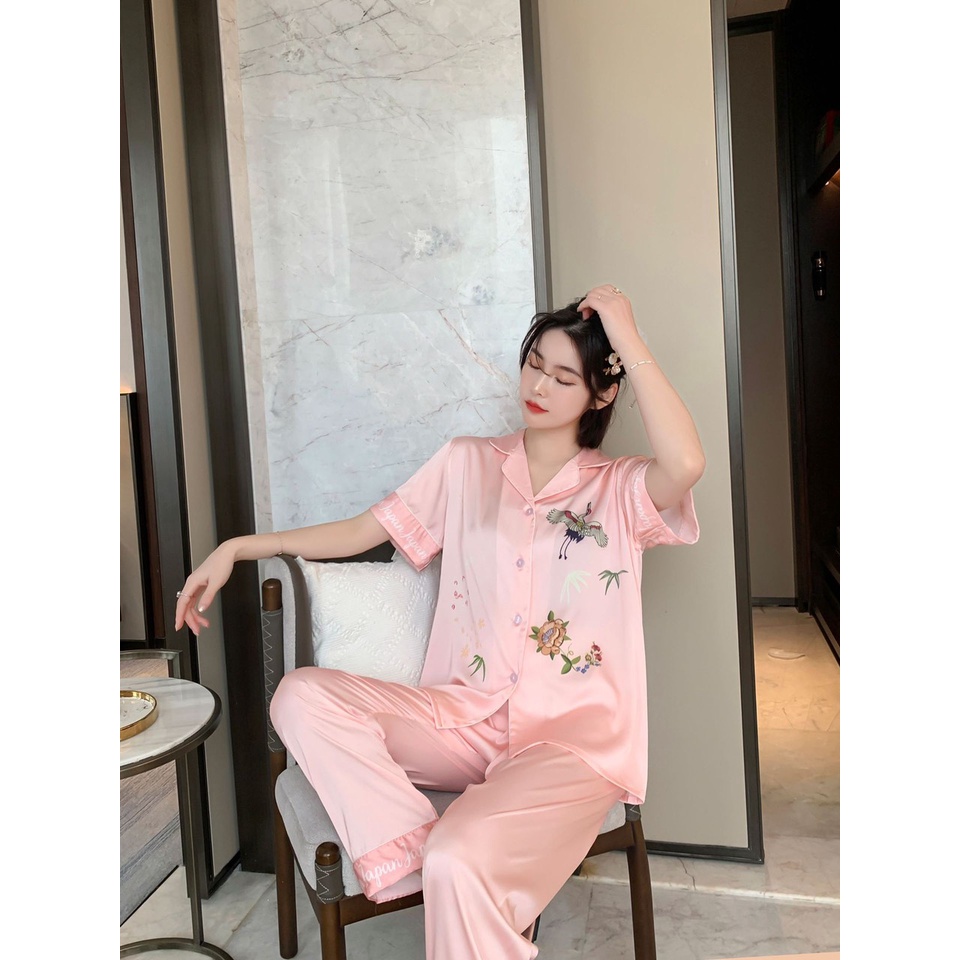bộ ngủ, bộ pijama Ice Silk Ladies Homewear 2021 Sang trọng, thanh lịch có thể được mặc bên ngoài Chất Lụa Siêu Mềm | BigBuy360 - bigbuy360.vn