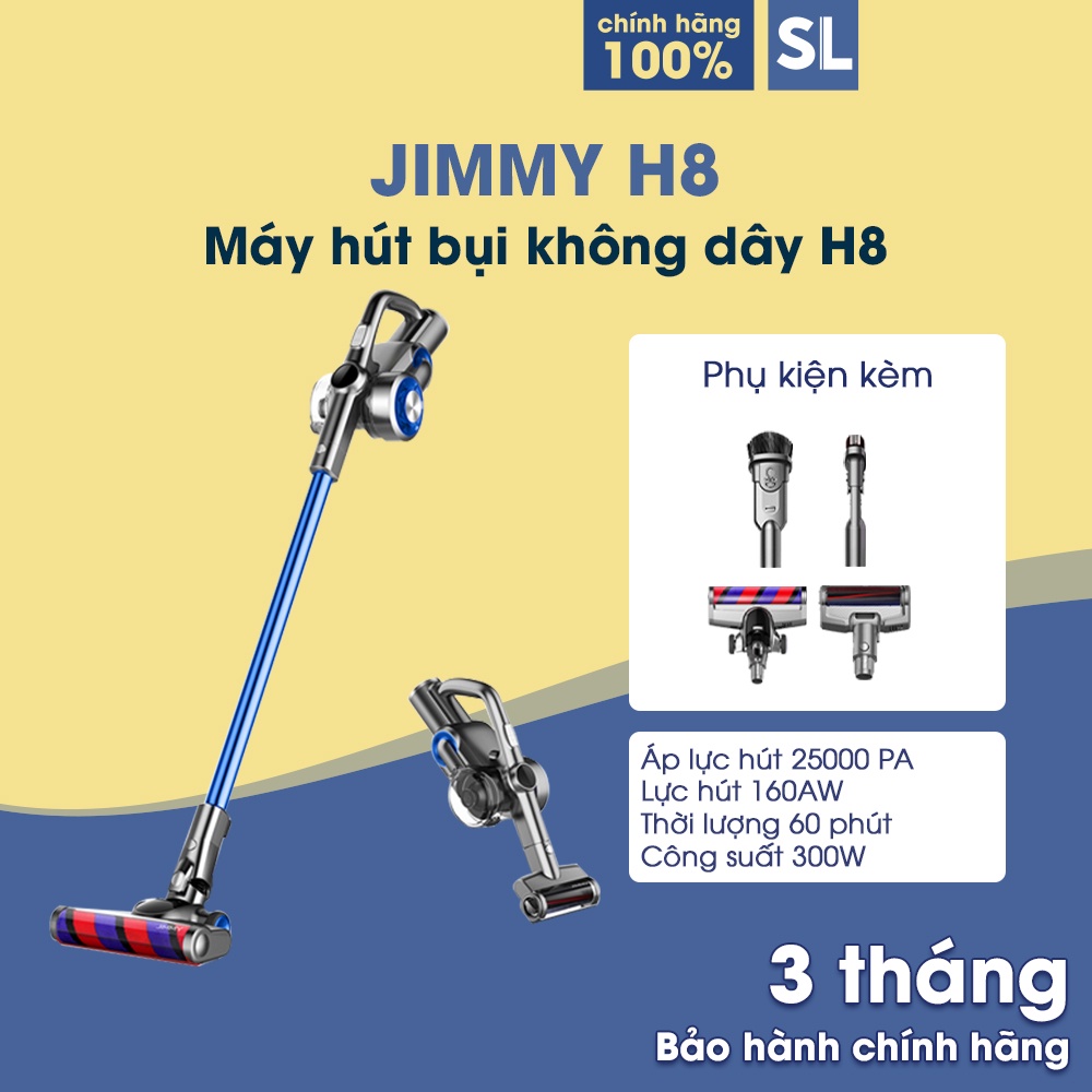 [Mã ELHA22 giảm 6% đơn 300K] Máy hút bụi diệt ve Jimmy H8 Áp lực hút 25000Pa Lực hút 160AW