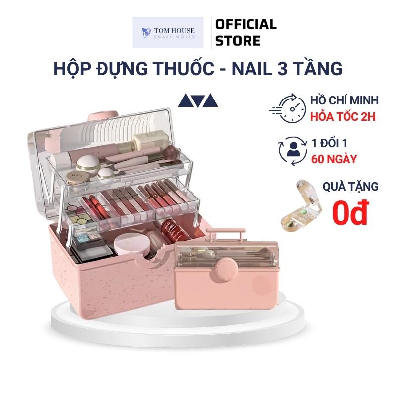 Hộp Đựng Thuốc Đồ Nail Và Trang Điểm 3 Tầng Phân Loại Đồ Cỡ Lớn Có Quai Xách Siêu Tiện Dụng