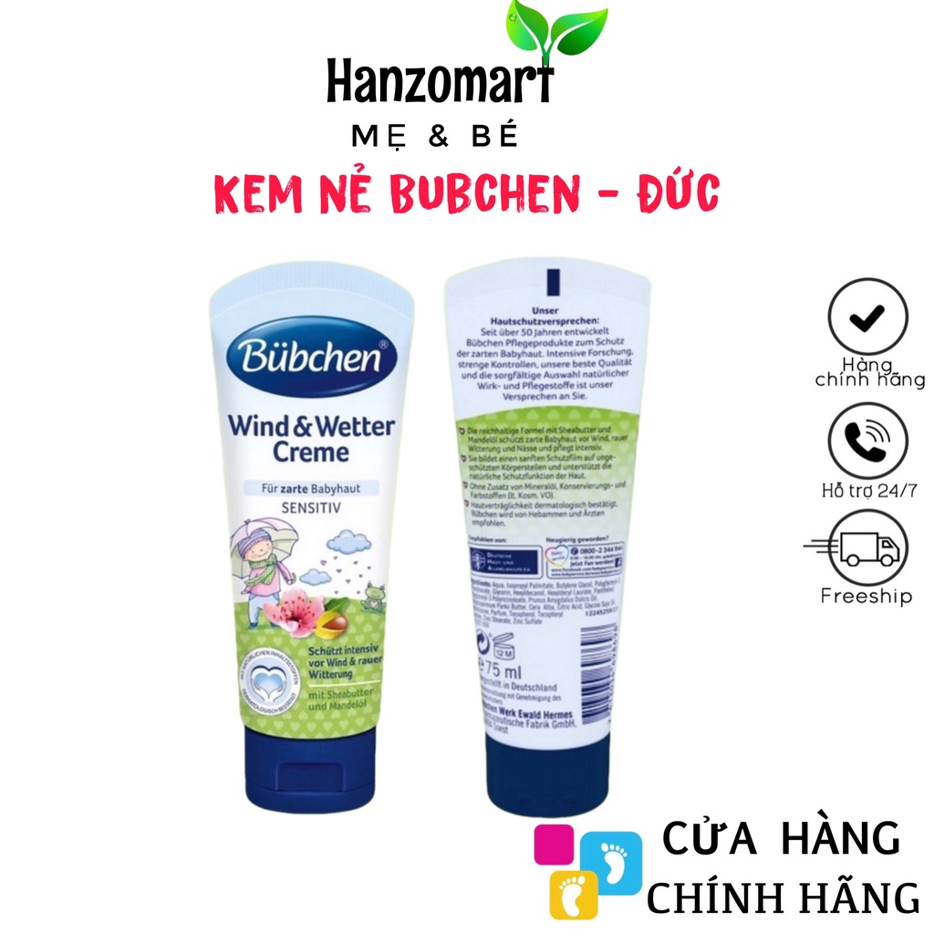 Kem dưỡng da chống nẻ dưỡng ẩm toàn thân buchen wind & wetter Creme 75ml chính hãng Đức dành cho trẻ em trẻ sơ sinh