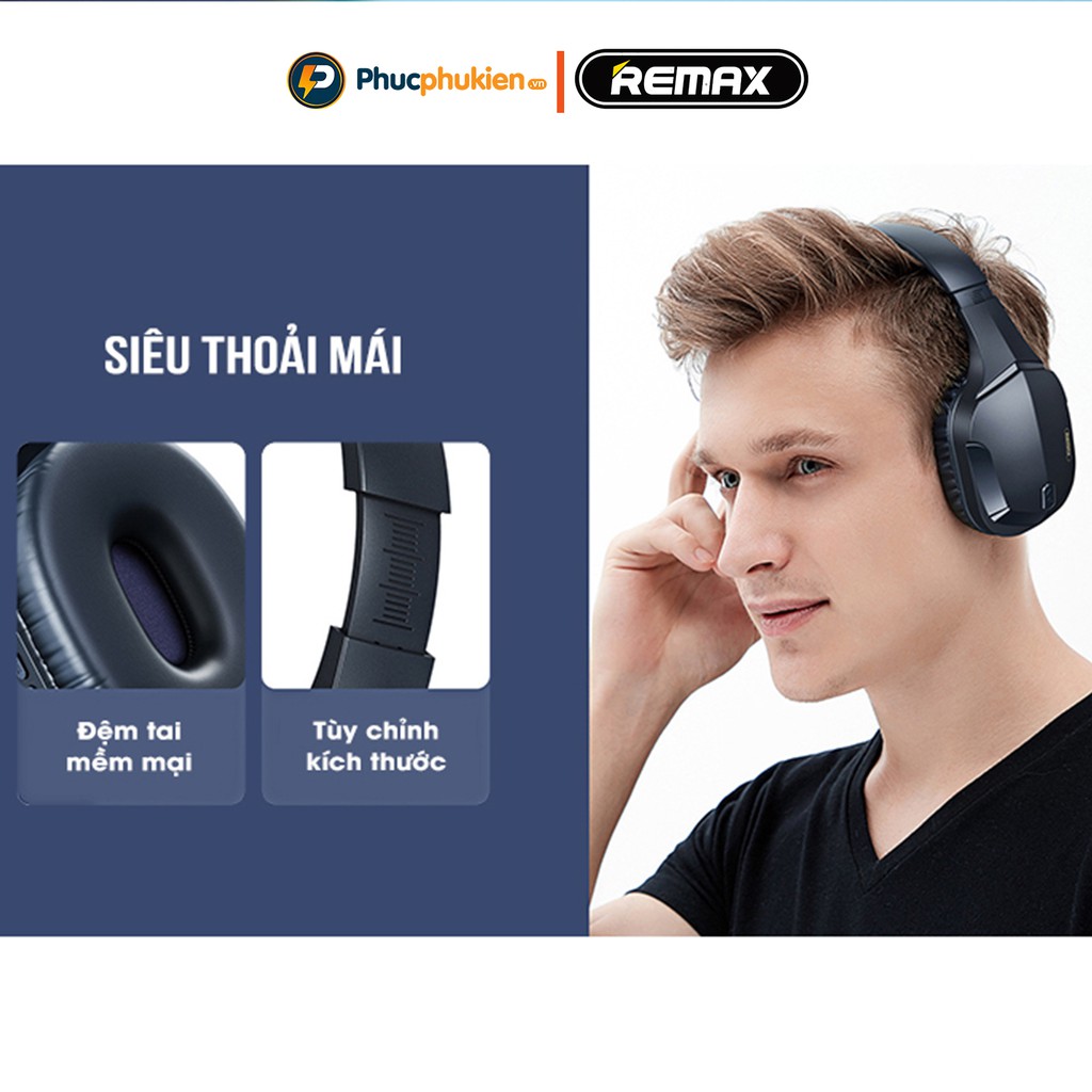 Tai nghe gaming chụp tai bluetooth 5.0 chính hãng Remax 750HB dễ dàng kết nối với điện thoại máy tính PC Phúc Phụ Kiện