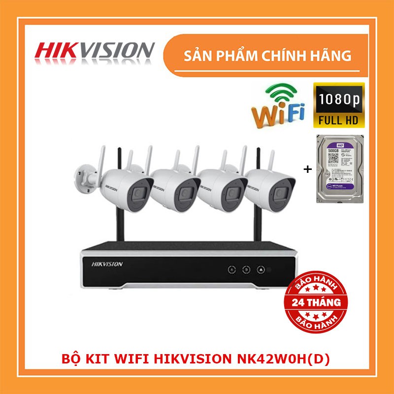 BỘ KIT WIFI 4 Kênh Hikvision NK42W0H(D) Full 1080p, 2.0mp bảo hành chính hãng 24 tháng