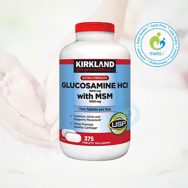 Viên uống (375v) hỗ trợ xương khớp cho người từ 18 tuổi Kirkland Signature Glucosamine HCl with MSM 1500mg, USA