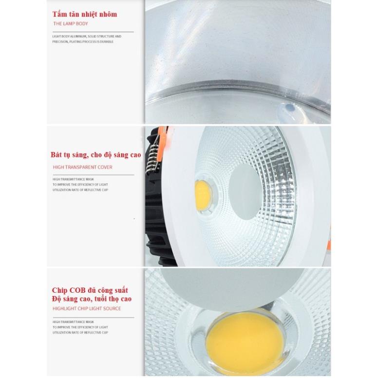 Combo 2 Đèn Led âm trần Chíp COB 12W