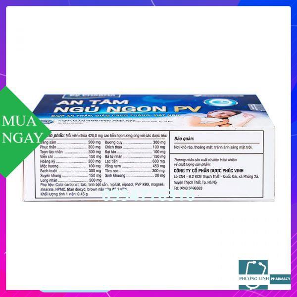 An Tâm Ngủ Ngon PV - Giúp an thần, giảm căng thẳng, mất ngủ hộp 50 viên