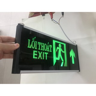 Đèn exit thoát hiểm 2 mặt có hình người, mũi tên chỉ hướng