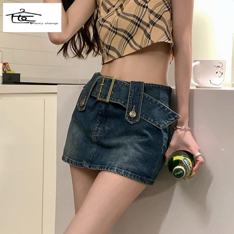 Chân Váy Denim Lưng Cao Thời Trang Mùa Hè Phong Cách Hồng Kông Mới 2022 Cho Nữ