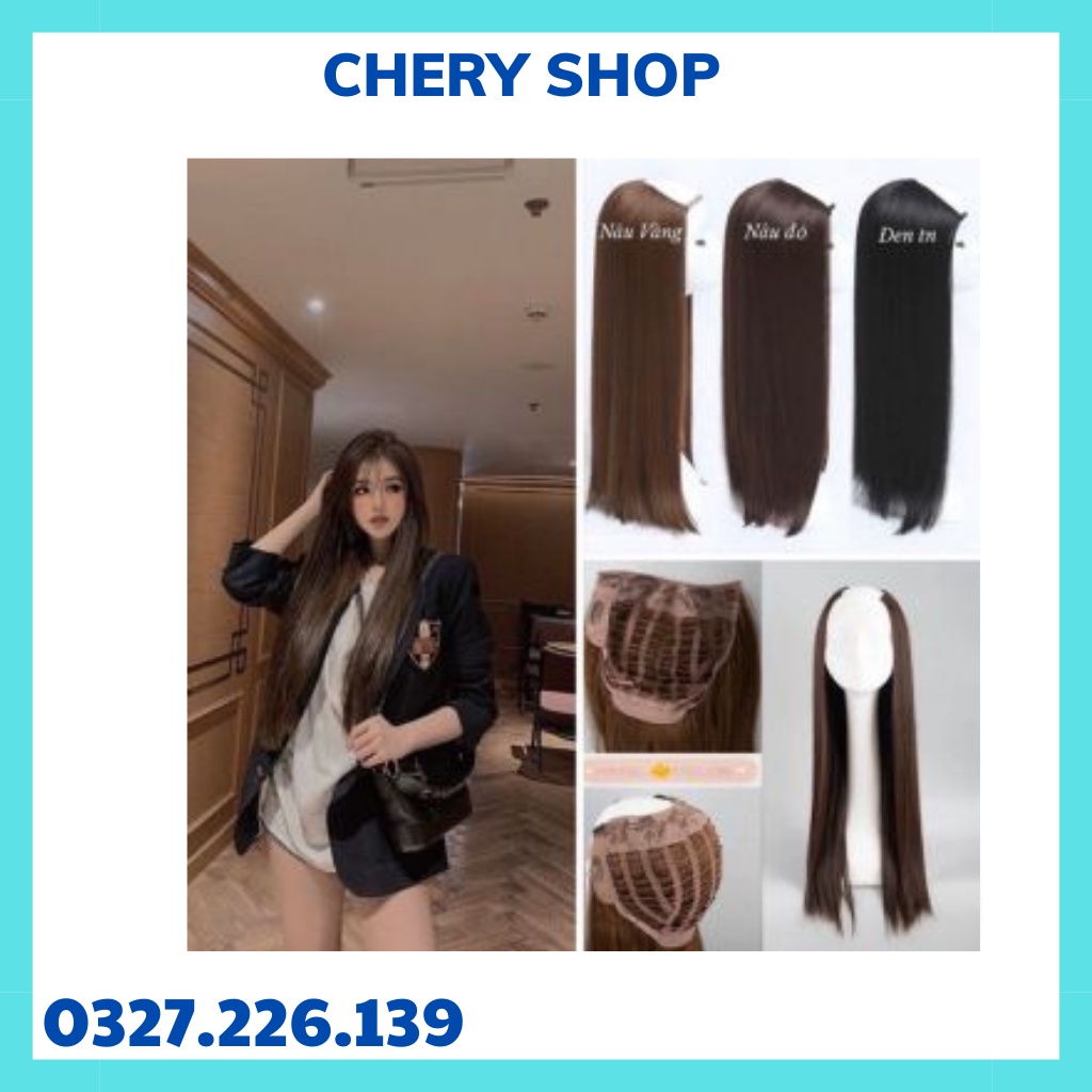 Tóc giả nữ cao cấp ❤️❤️ FREESHIP ❤️❤️ kẹp chữ U 3/4 nguyên đầu thẳng