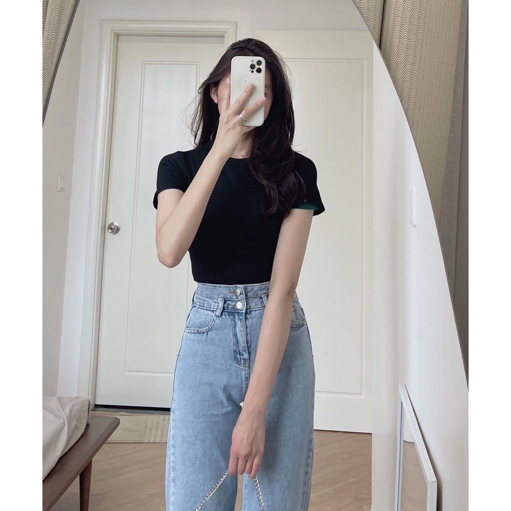 [ATNDN] Áo Pull Trơn Basic Dáng Ôm, Áo Thun Co Dãn Cổ Tròn Phong Cách Hàn Quốc 29August