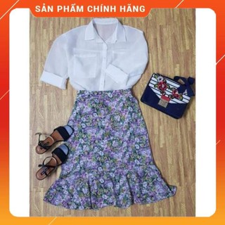Chân váy dài ⚡SIÊU RẺ⚡ Vintage Ulzzang style đuôi cá, váy áo hoa nhí kết hợp áo bất chấp mọi kiểu dáng
